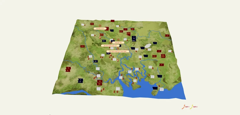 带有4个VR触点的胡志明战役3D沙盘。