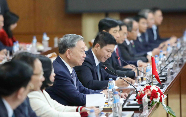 越共中央总书记、越南国家主席苏林致辞。 越共中央总书记、越南国家主席苏林致辞。