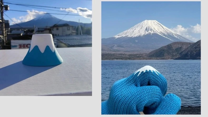 神圣象征富士山被生动地“转化”为纪念品。 神圣象征富士山被生动地“转化”为纪念品。