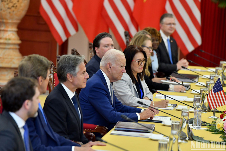美国总统乔·拜登发表讲话。 美国总统乔·拜登发表讲话。
