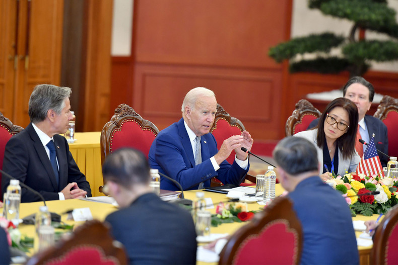 美国总统乔·拜登发表讲话。 美国总统乔·拜登发表讲话。