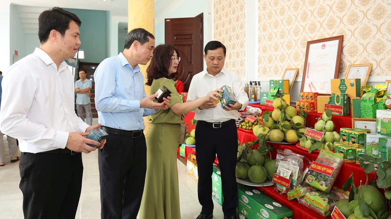 在仪式上，代表们参观出口产品展区。