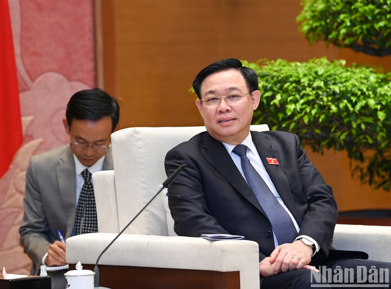 越南国会主席王廷惠发表讲话。