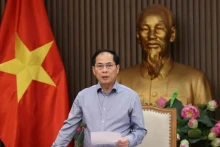 政府副总理、外交部部长、关于ODA与优惠贷款资金的国家指导委员会主任裴青山在会上致辞（图片来源：越通社）