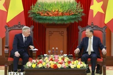 越共中央总书记苏林会见比利时国王菲利普。（图片来源：越通社）