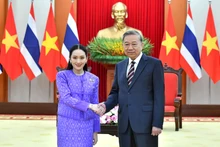 越共中央总书记苏林会见泰国总理佩通坦·西那瓦。