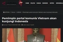 印尼国家通讯社安塔拉通讯社就苏林总书记对印度尼西亚国事访问进行报道。