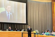 邓黄江大使在会上发表讲话。（图片来源：baoquocte.vn）