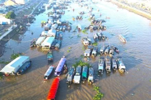 芹苴丐冷水上集市文化旅游节开幕。