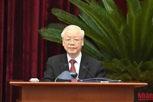 越共中央总书记阮富仲。（登科 摄）