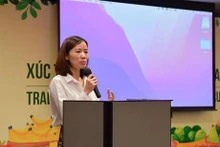 越南工贸部亚非市场司黎氏梅英在论坛上发言。