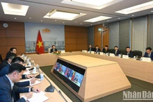 越南国会主席王廷惠与中国全国人大常委会委员长赵乐际举行视频会谈。