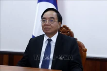 老挝计划投资部长、越老合作委员会老方主席坎詹·冯福西接受越通社驻万象记者采访。（图片来源：越通社）