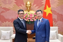 越南国会对外委员会主任武海河在国会大厦会见了印尼驻越南大使丹尼·阿布迪。（图片来源：越通社）