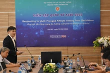 越南代表在2023年东盟计算机应急响应小组事故演习开幕式上发表讲话。（图片来源：越通社）