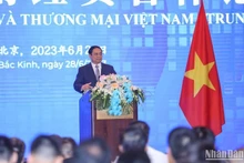 越南政府总理范明正在论坛上发表讲话。