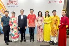 越南外交部海外越南人国家委员会代表团参加新加坡妆艺大游行。（图片来源：外交部）