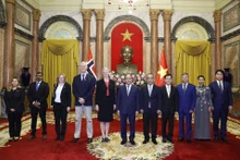 国家主席阮春福会见前来递交国书的英国、挪威、丹麦和捷克新任驻越大使。