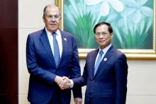 越南政府副总理兼外长裴青山会见俄罗斯外长拉夫罗夫。（图片来源：外交部）