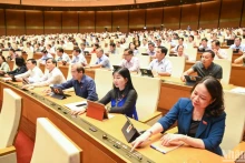 越南第十五届国会第七次会议：表决通过《道路交通秩序安全法》。（维玲 摄）