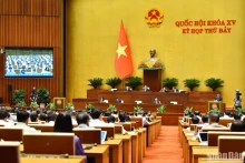 附图：越南第十五届国会第七次会议场景。