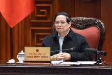 范明正总理在会上发表讲话。（陈海 摄）