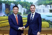 正在对越南进行工作访问的匈牙利司法部长图森·本斯（Tuzson Bence）于11月15日与越南司法部长黎成龙举行会谈。（图片来源：VGP）