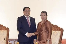 越南政府总理范明政会见柬埔寨副首相梅森安。