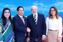 巴西总统、G20峰会主席路易斯·伊纳西奥·卢拉·达席尔瓦和夫人欢迎越南政府总理范明正和夫人。（图片来源：越通社）