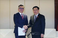 国会主席王廷惠和会见TCL科技集团股份有限公司董事兼首席运营官王成。（图片来源：越通社）