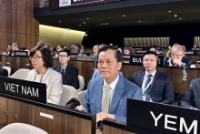 越南联合国教科文组织国家委员会主任何金玉出席会议。（图片来源：越通社）
