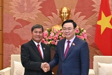 越南国会主席王廷惠会见老挝国会副主席坎百·丹拉【组图】