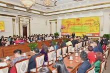 海外越南人代表团与胡志明市领导举行见面会。