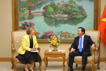 越南政府副总理陈红河会见联合国儿童基金会驻越代表处代表。