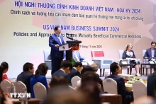 政府总理范明正在会上发表讲话。（图片来源：越通社）