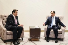 越南政府副总理兼外交部长裴青山会见欧盟委员会副主席马加里蒂斯·希纳斯。