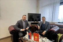 卢博斯·布拉哈副议长会见阮俊大使。（图片来源：越通社）