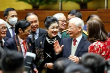 阮富仲总书记和各位代表出席2021年全国文化大会。