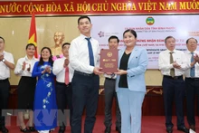 越南平福省人民委员会领导向华轮胎有限责任公司昊华授予投资许可证。（图片来源：越通社）