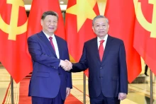 越共中央总书记苏林和中共中央总书记、国家主席习近平。