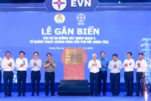 各位代表出席广平省广泽至兴安省浦诺500千伏三回输电线路项目落成典礼。