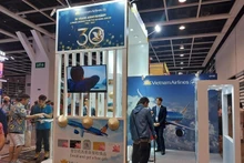 越航设在第37届中国香港国际旅游展的展位。（图片来源：越通社）