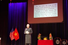 越南驻美国大使阮国勇在活动上发表讲话。（图片来源：baoquocte.vn）