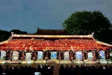 在文庙-国子监的3D映射表演。