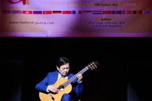 越南音乐家邓玉龙的表演节目。（图片来源：越通社）