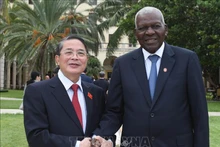 越南国会副主席阮德海和古巴全国人民政权代表大会主席埃斯特万·拉索·埃尔南德斯。（图片来源：越通社）