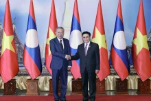 国家主席苏林会见老挝国会主席赛宋蓬·丰威汉。（图片来源：越通社）