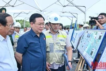国会主席王廷惠和政府副总理黎文成检查槟力—隆城高速公路项目