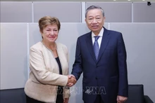 越共中央总书记、国家主席苏林会见国际货币基金组织总裁格奥尔基耶娃。（图片来源：越通社）