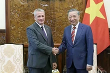 2024年7月3日，越南国家主席苏林会见白俄罗斯共和国新任驻越南大使乌拉基米尔·巴拉维库。（图片来源：越通社）